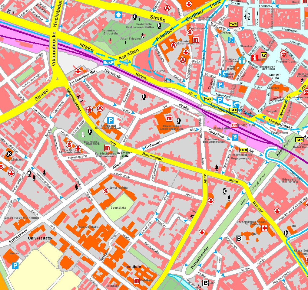 карта города Бонн